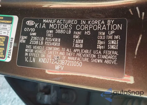 2011 Kia Soul ! z USA, uszkodzony, nr VIN KNDJT2A23B7211050